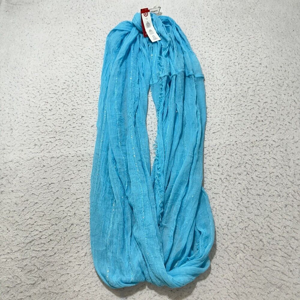 Merona Infinity Scarf Women's One Size Bright Blue Sequin Wrap Lightweight
